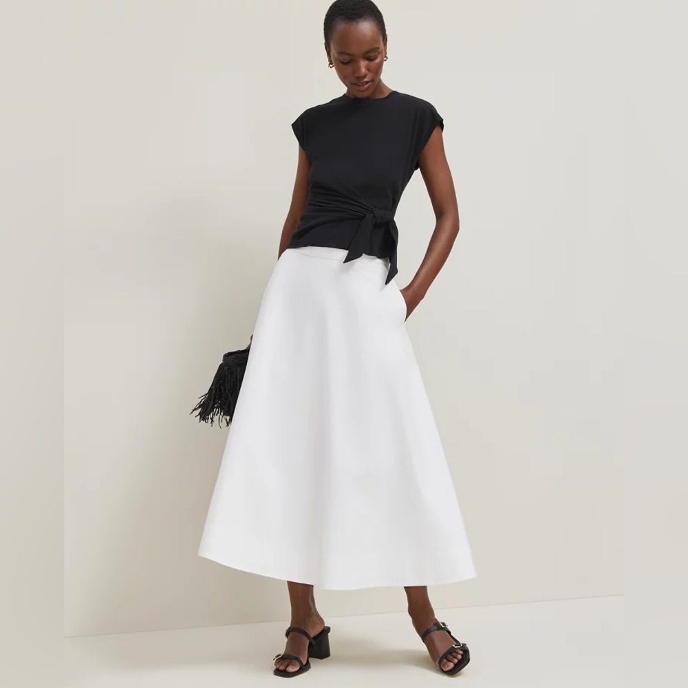 🆕 Ann Taylor - Tea Length Skirt - White - Size 8